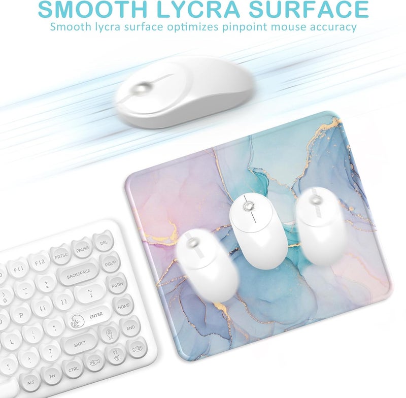 eulps Mouse Pad with Stitched Edge, Multiple Patterns Computer Mouse Pads with Non-Slip Rubber Base, Washable Cloth Mousepad, for Gaming, Laptop, PC (Blue Blush Marble) - Image 4